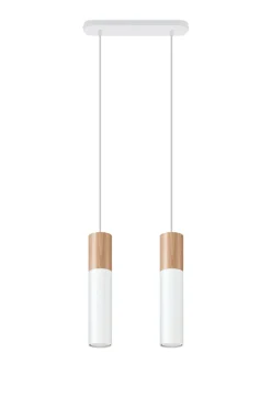 SOLLUX LIGHTING Żyrandole|Lampy Do Kuchni, Oświetlenie Kuchenne<Lampa wisząca PABLO 2 biała - Sollux Biały, naturalne drewno