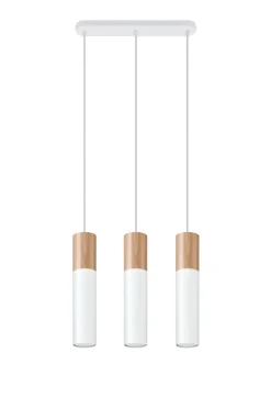 SOLLUX LIGHTING Żyrandole|Lampy Do Jadalni<Lampa wisząca PABLO 3 biała - Sollux Biały, naturalne drewno