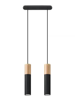 SOLLUX LIGHTING Żyrandole|Lampy Do Kuchni, Oświetlenie Kuchenne<Lampa wisząca PABLO 2 czarna - Sollux Czarny, naturalne drewno