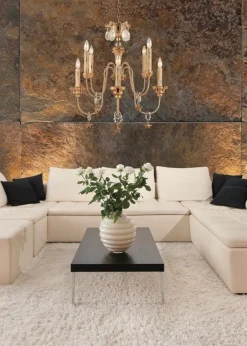 Elstead Lighting Żyrandole|Lampy Wiszące Klasyczne<Mignon Gold-Silver - Cream - - lampa wisząca klasyczna