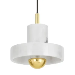 Tom Dixon Wiszące Ekskluzywne|Żyrandole<Stone Ø18 marmur biały żarówka mosiądz - - lampa wisząca