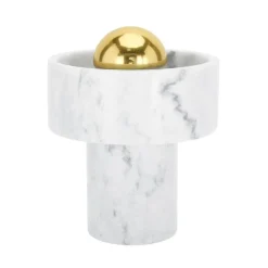 Tom Dixon Lampki Na Biurko, Oświetlenie Biurkowe|Biurkowe Ekskluzywne<Stone H17,6 marmur biały żarówka mosiądz - - lampa biurkowa marmur biały żarówka mosiądzNapięcie: 230V